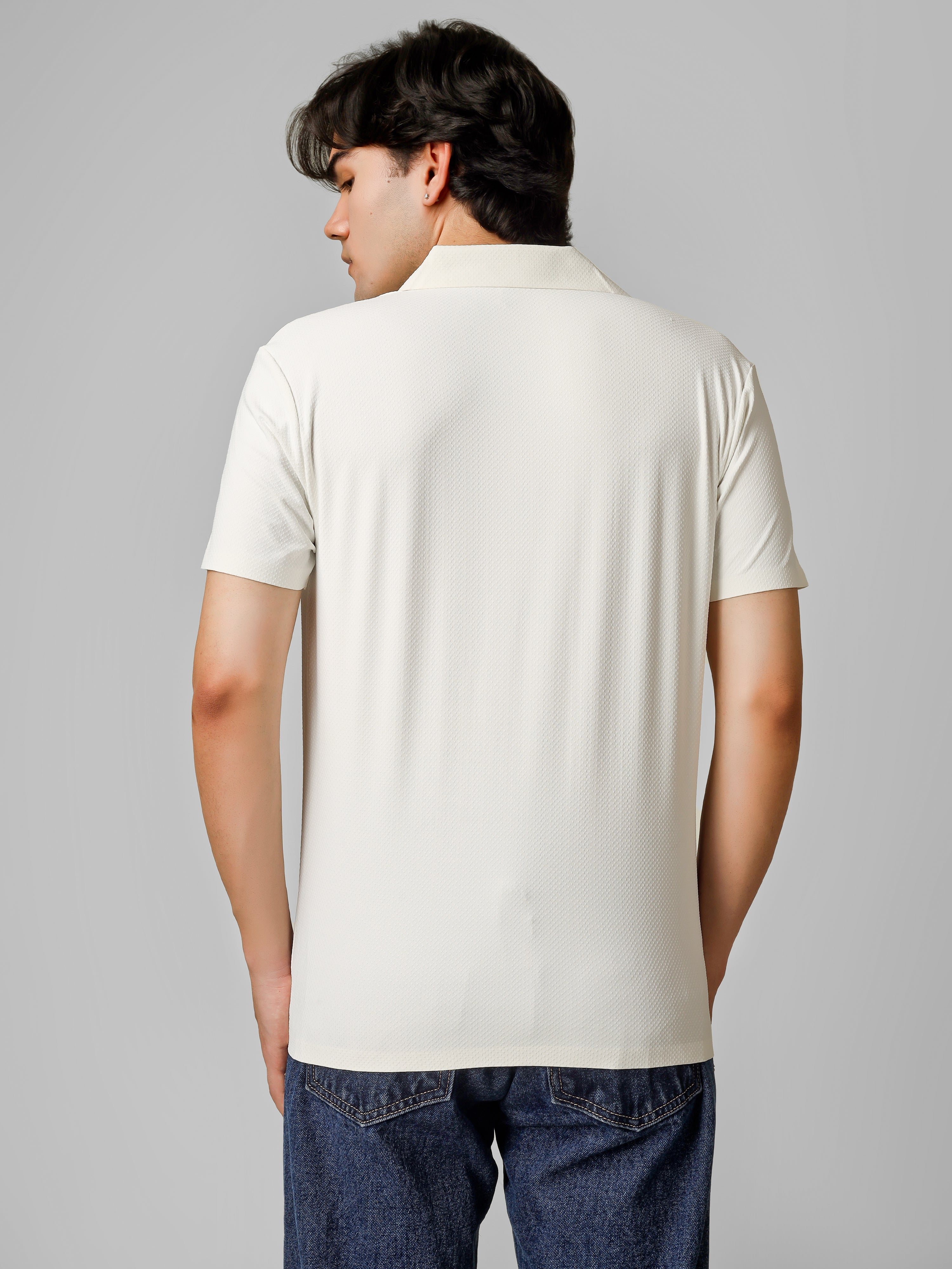 The Imperial Men's White Polo V Neck Stichless T-shirt