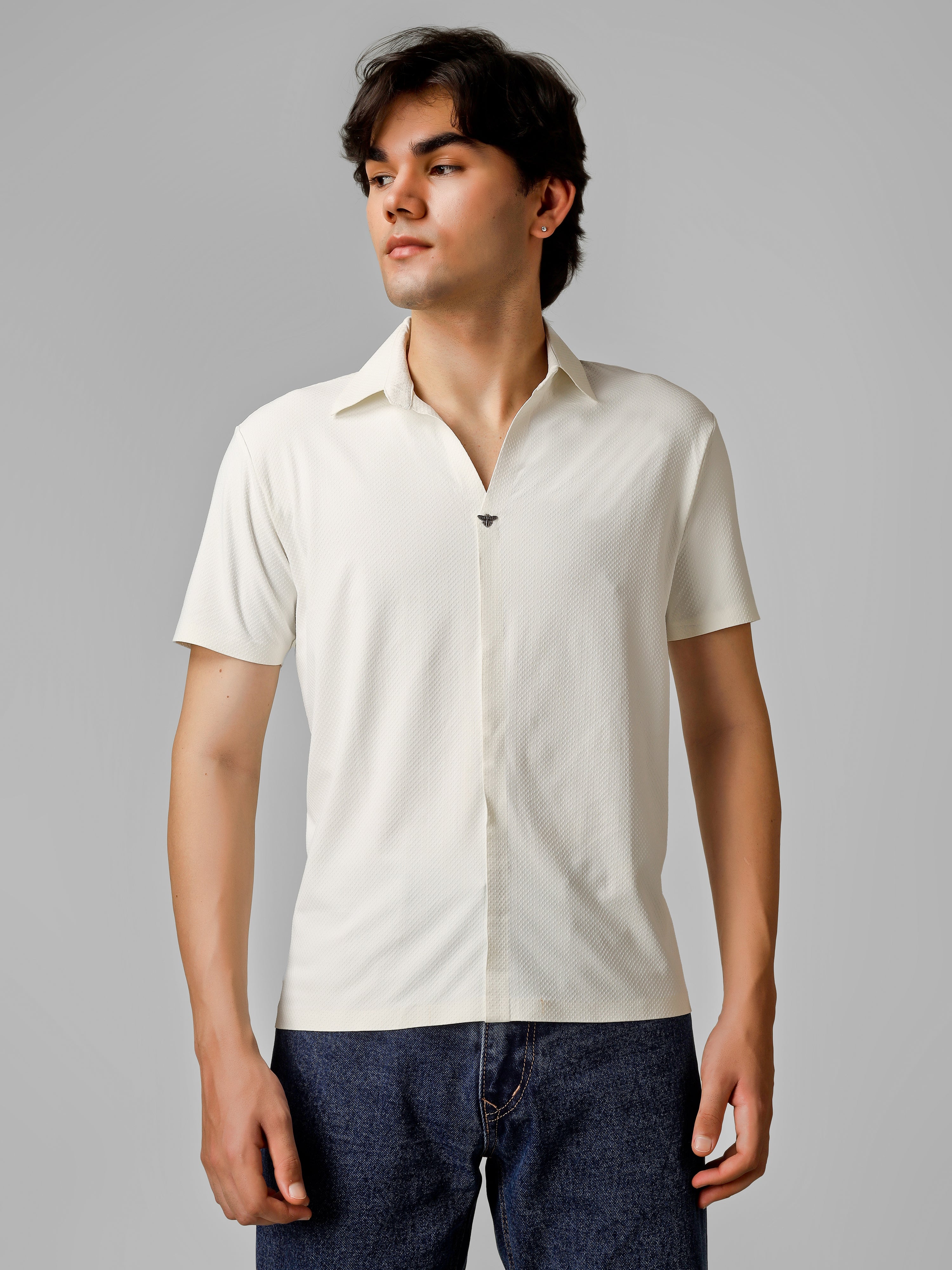 The Imperial Men's White Polo V Neck Stichless T-shirt