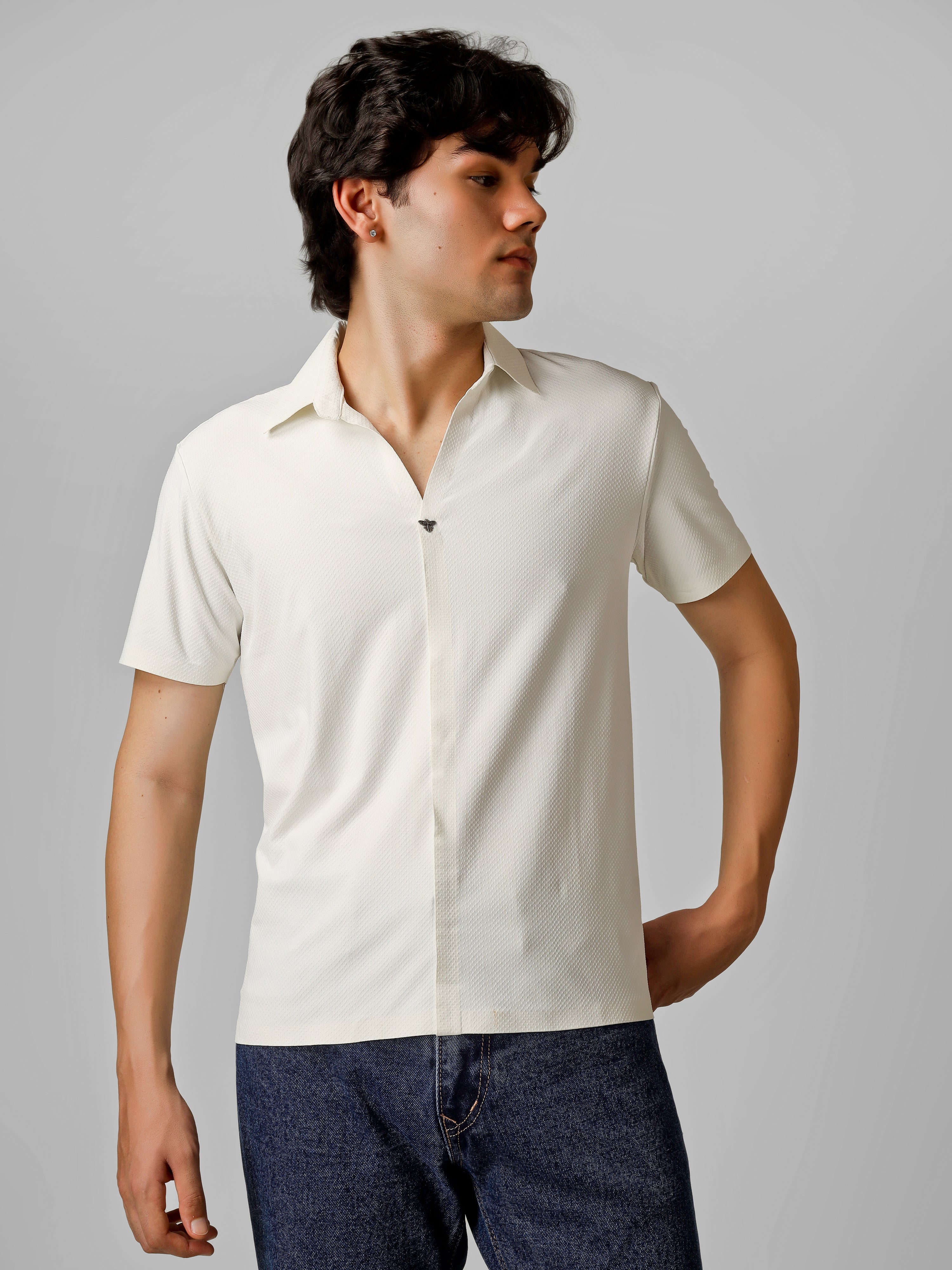 The Imperial Men's White Polo V Neck Stichless T-shirt
