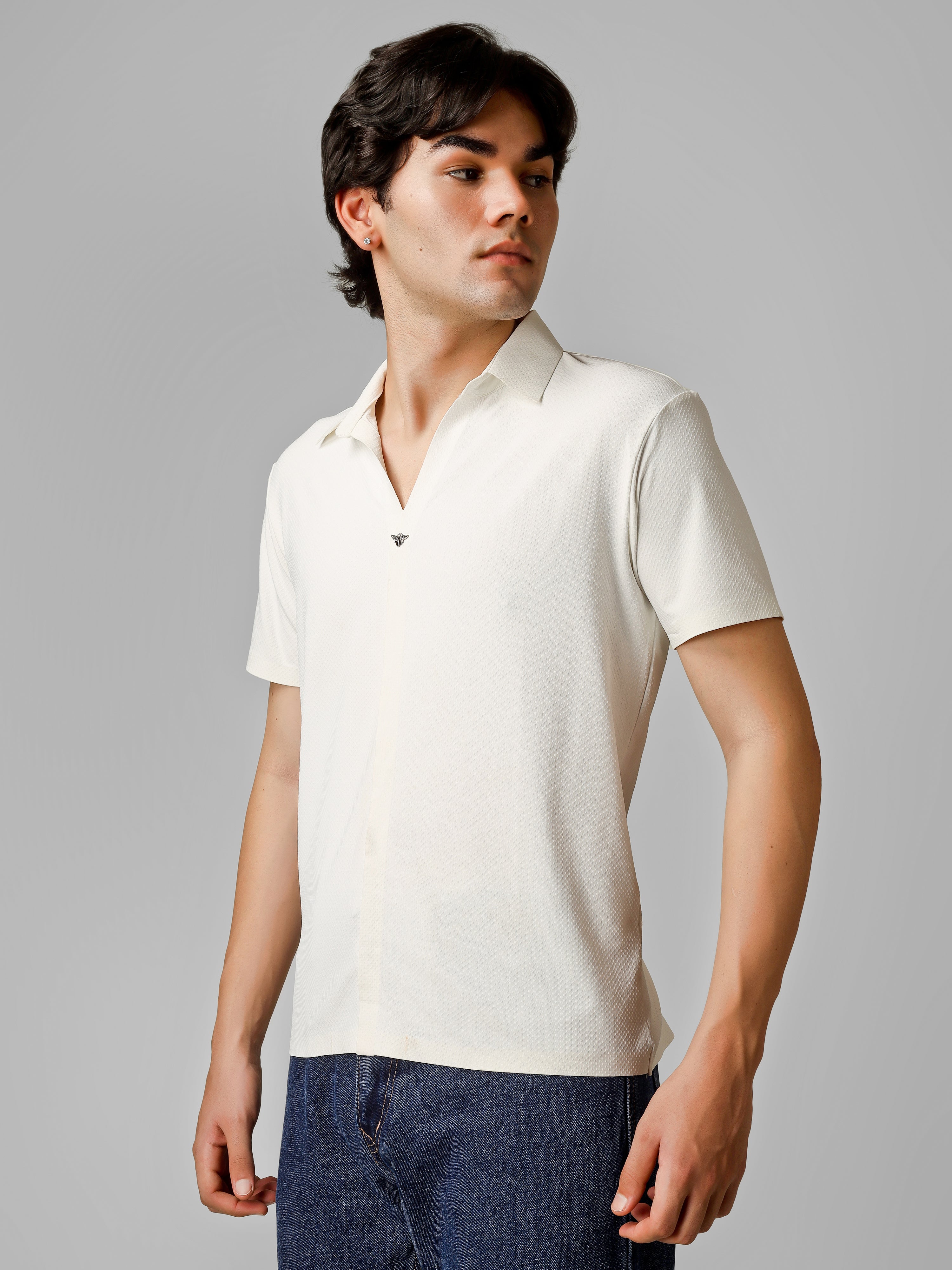 The Imperial Men's White Polo V Neck Stichless T-shirt