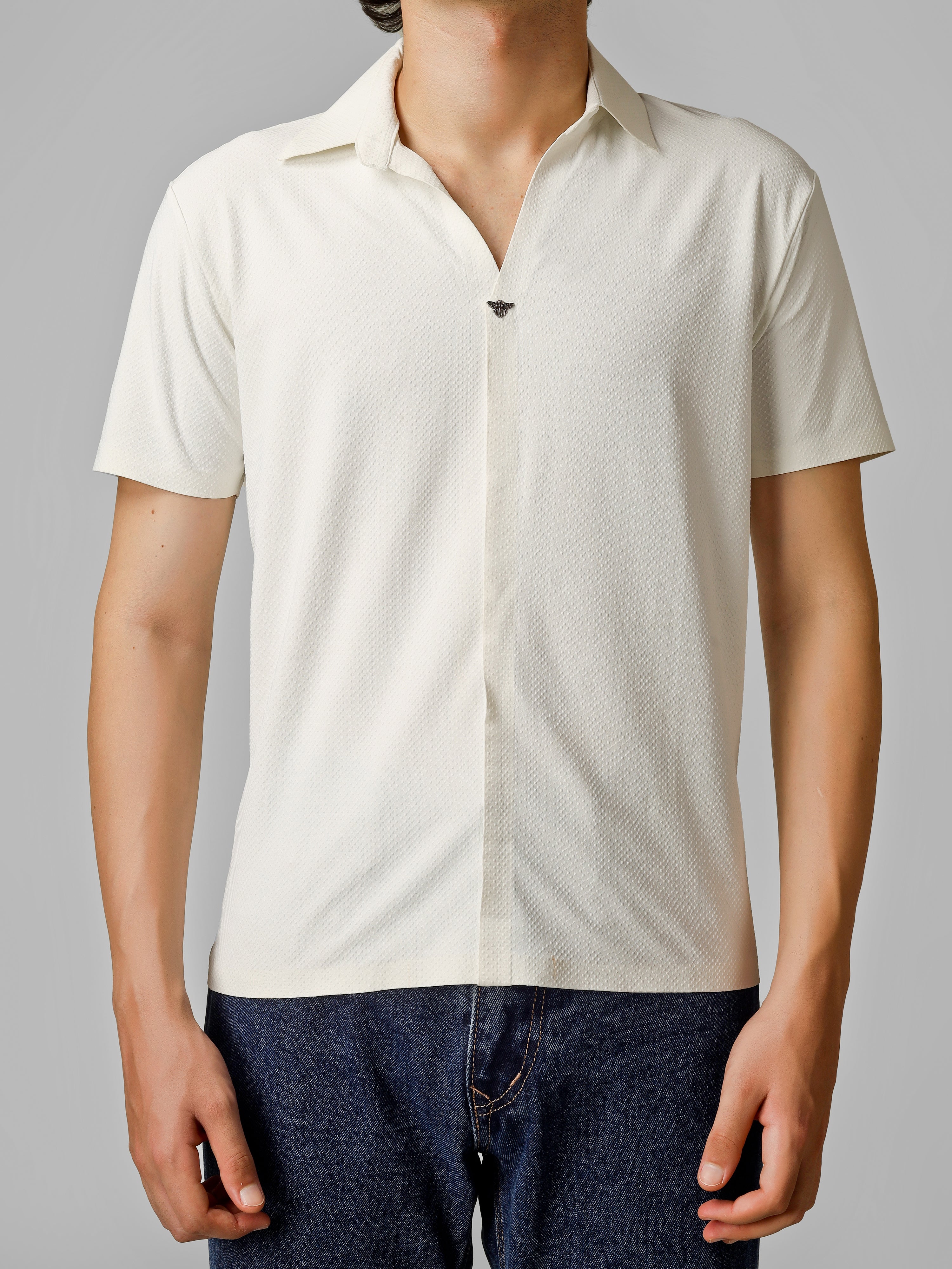The Imperial Men's White Polo V Neck Stichless T-shirt