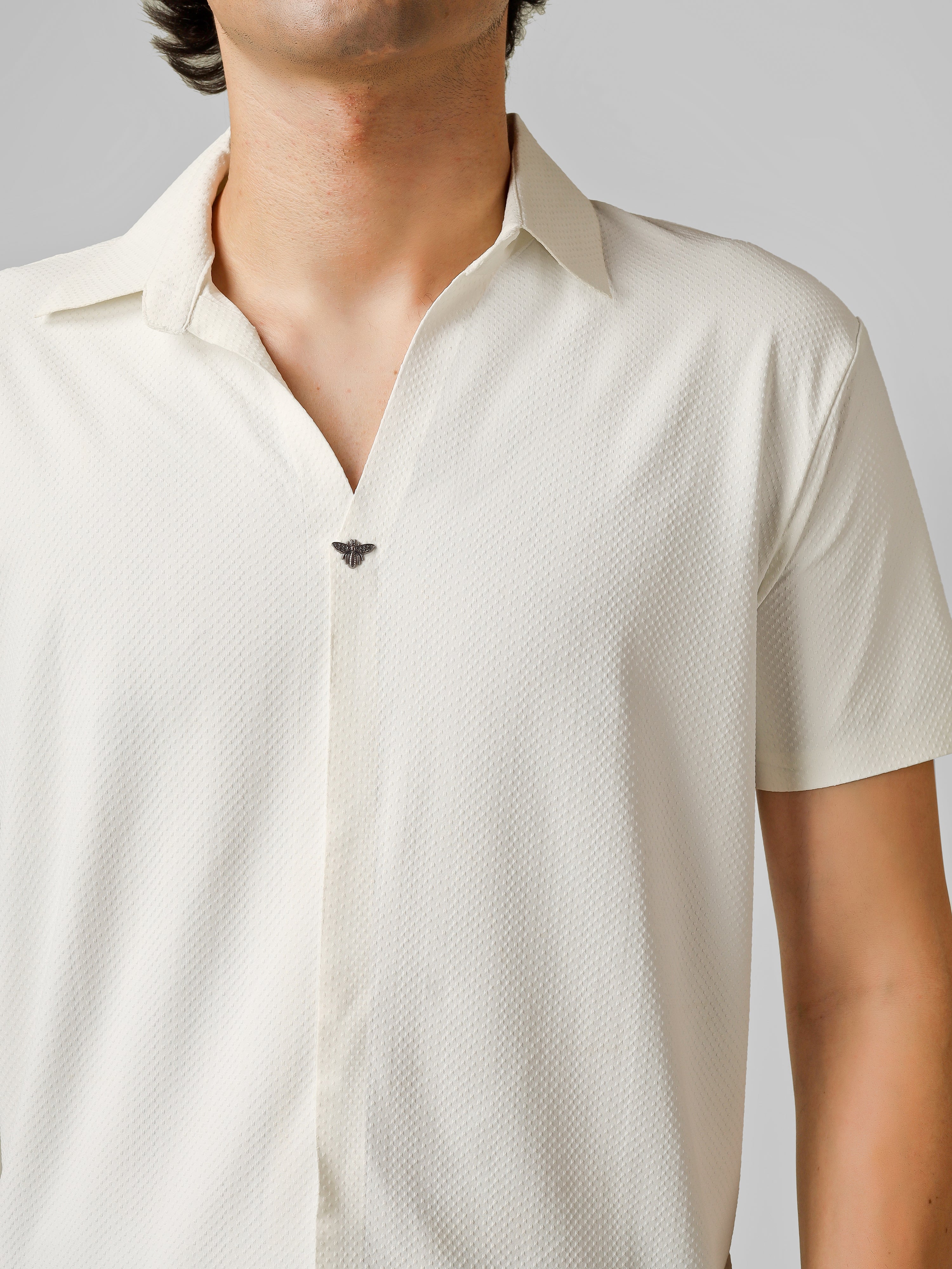 The Imperial Men's White Polo V Neck Stichless T-shirt