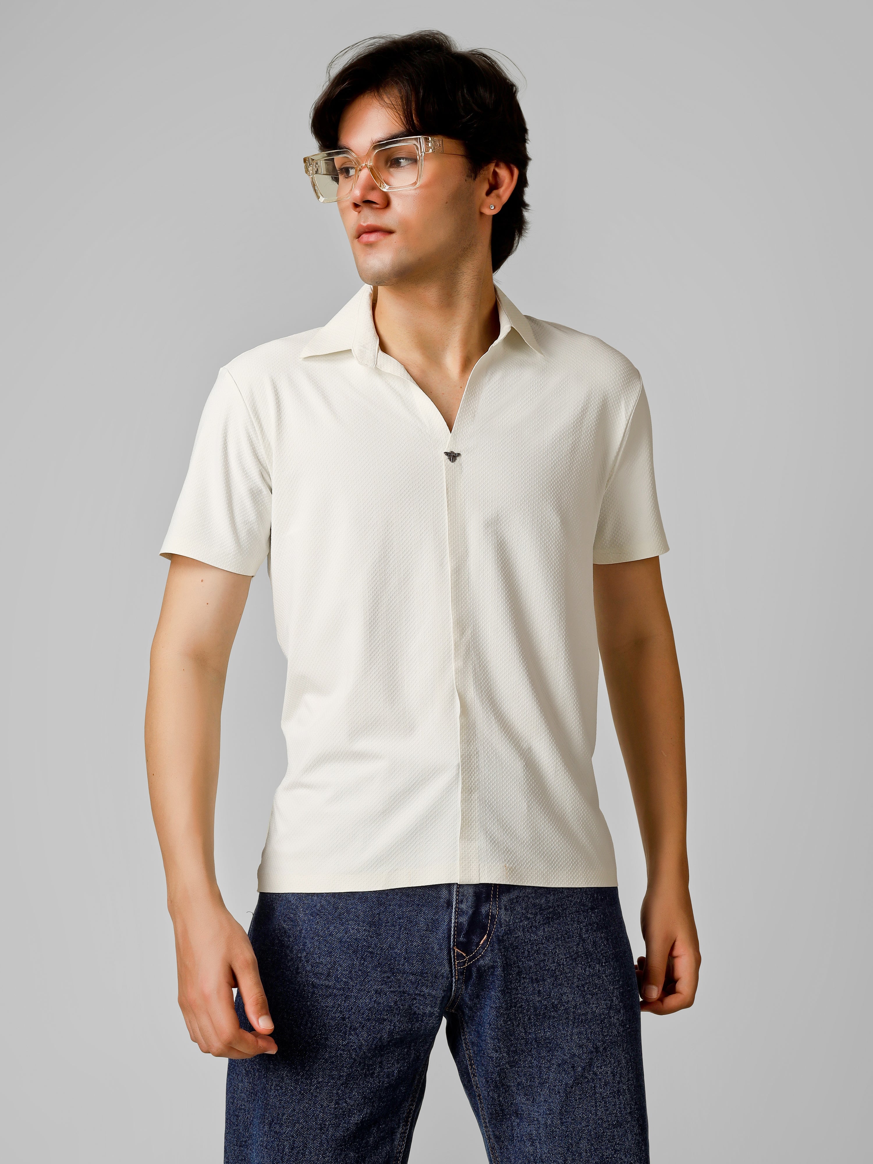 The Imperial Men's White Polo V Neck Stichless T-shirt