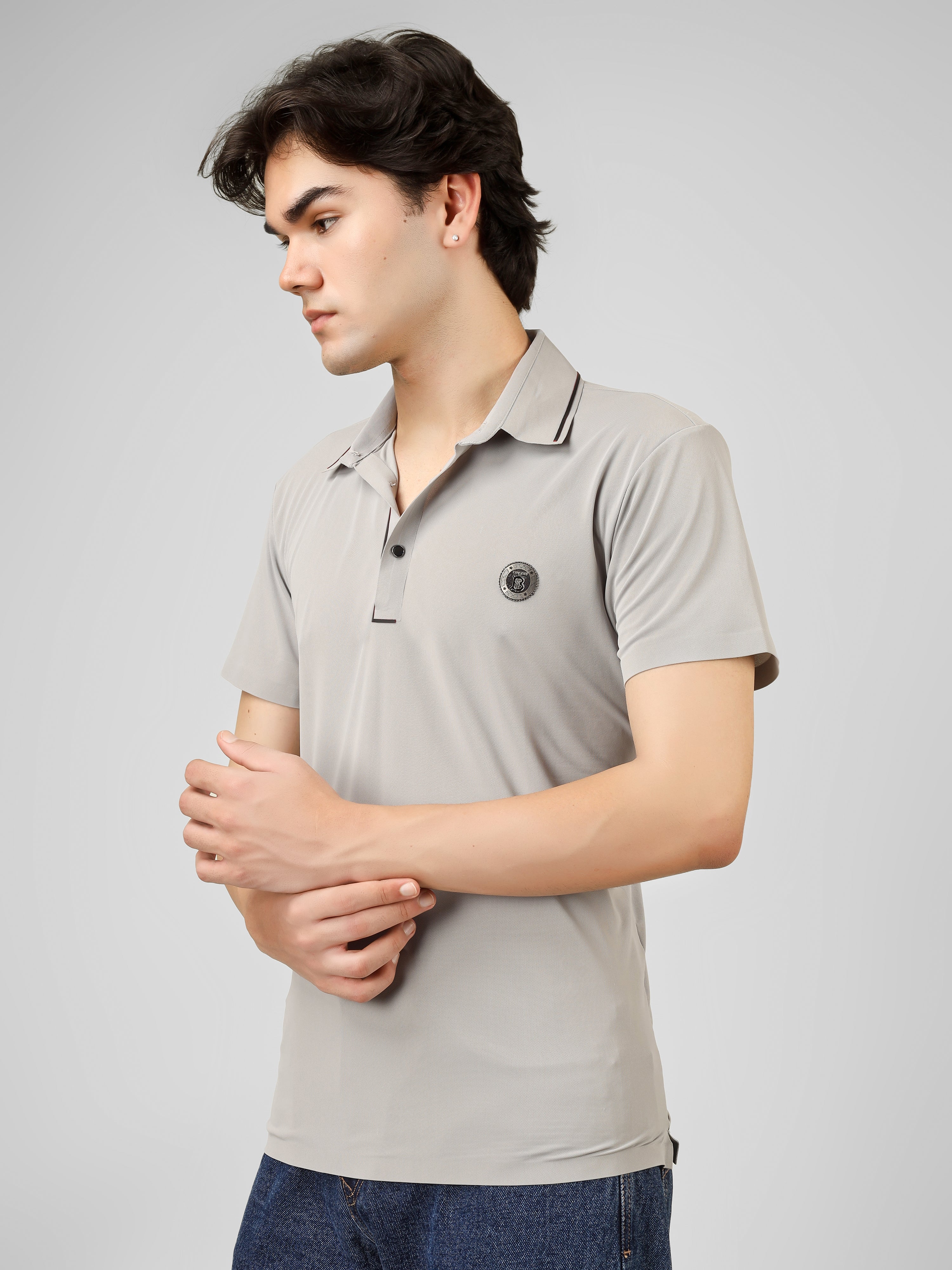 The Imperial Men's Stichless Polo Light Grey T-shirt