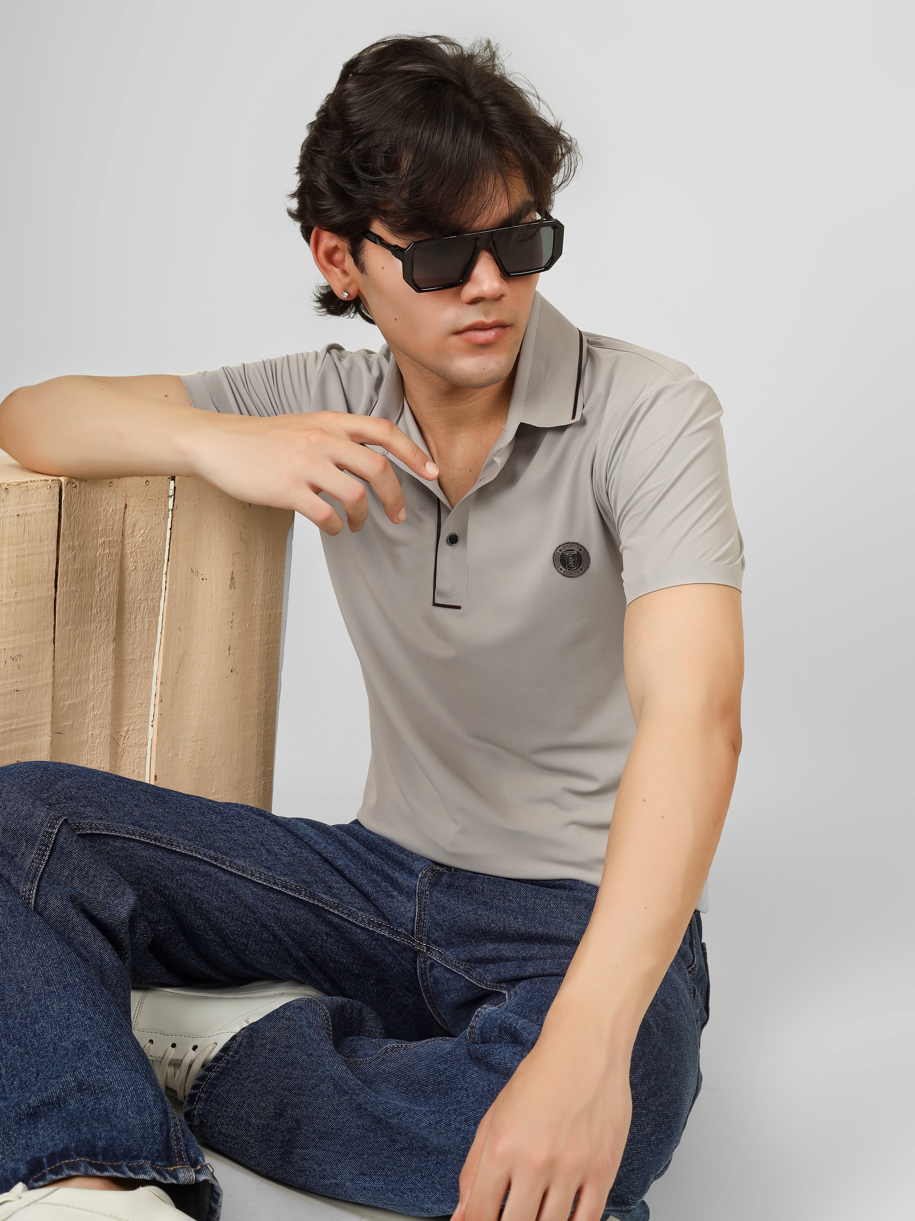 The Imperial Men's Stichless Polo Light Grey T-shirt