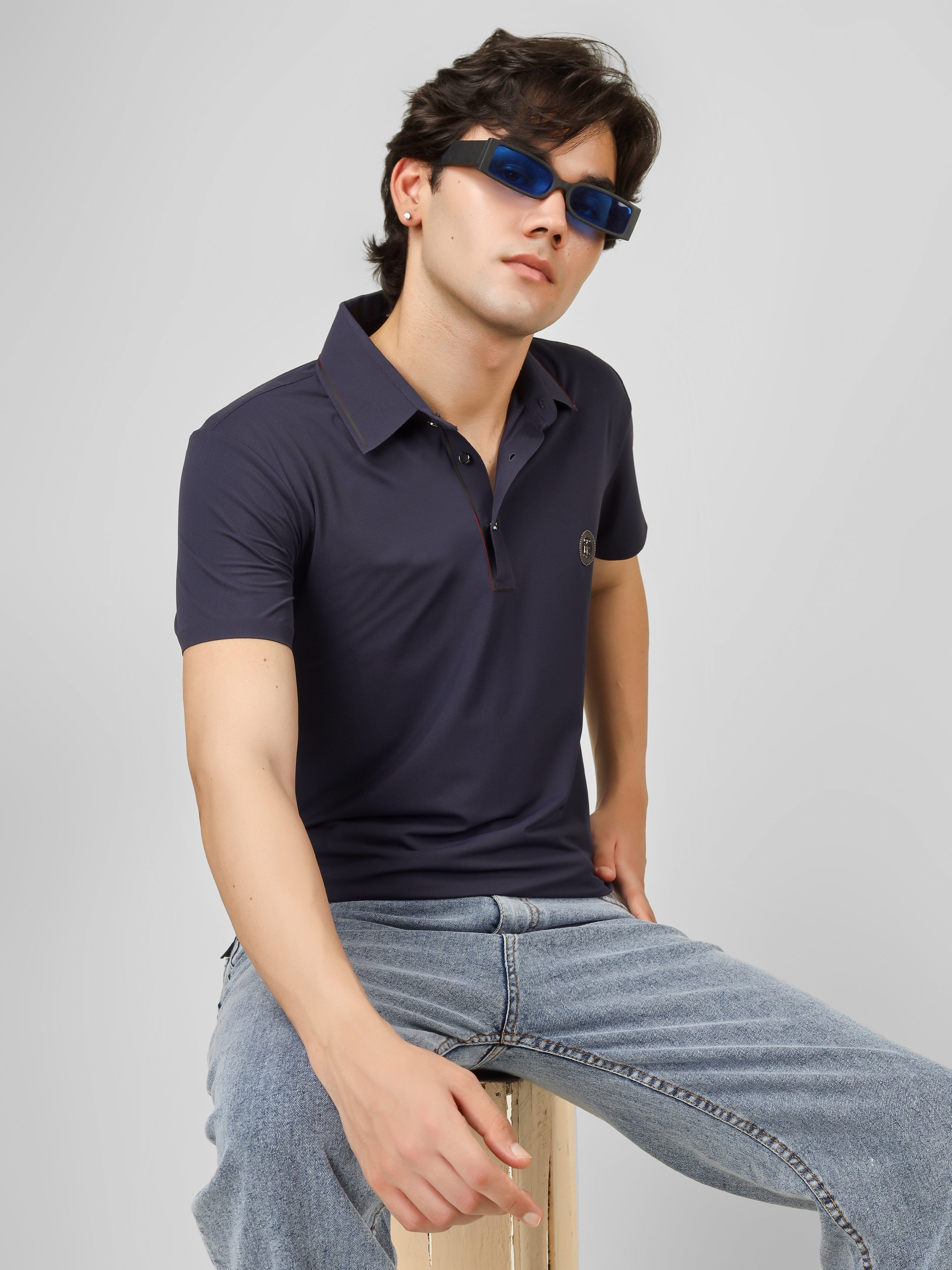 The Imperial Men's Stichless Polo Nevy Blue T-shirt