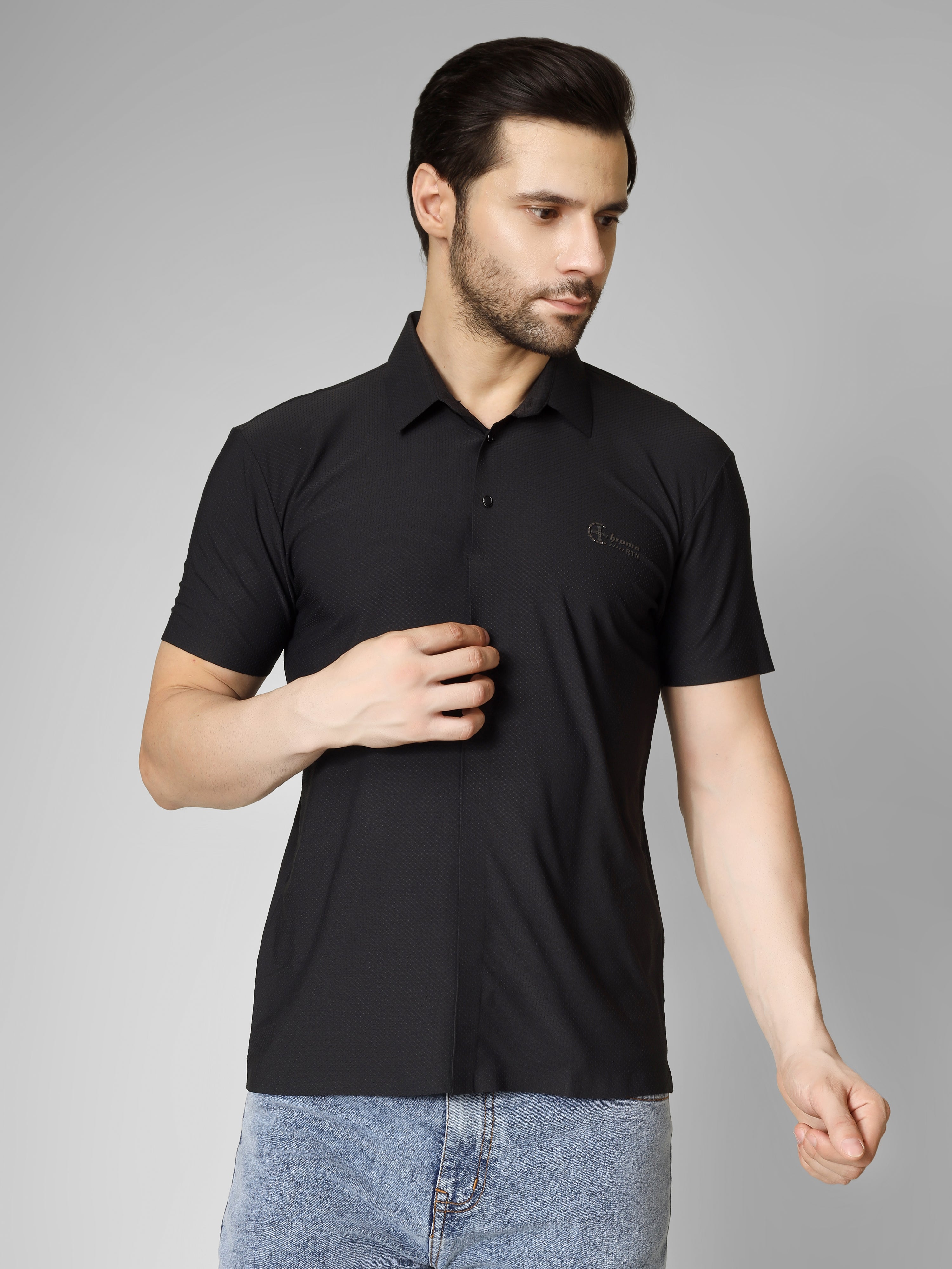 Black Polo T-Shirt - Shirtcut Fit