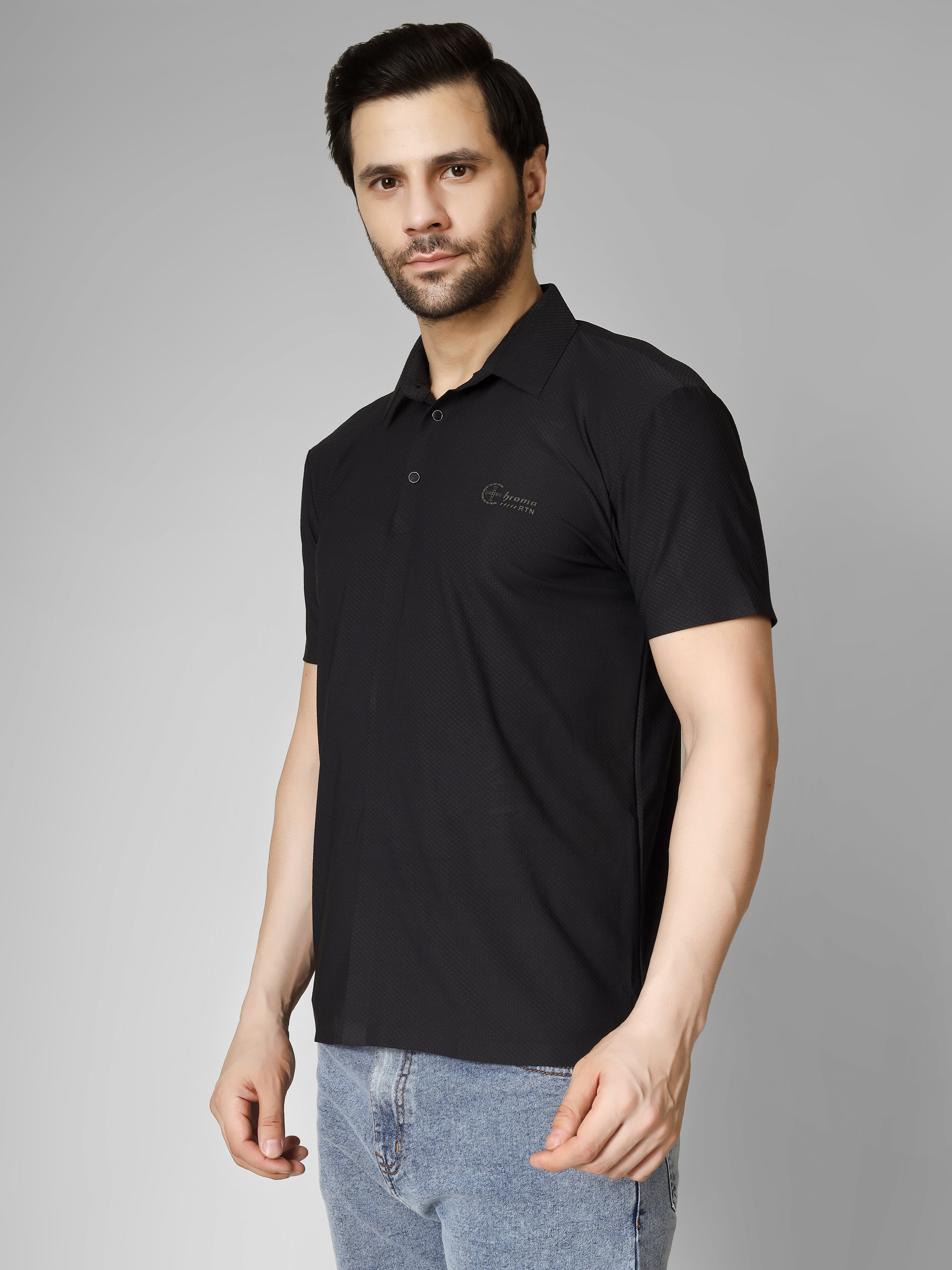 Black Polo T-Shirt - Shirtcut Fit