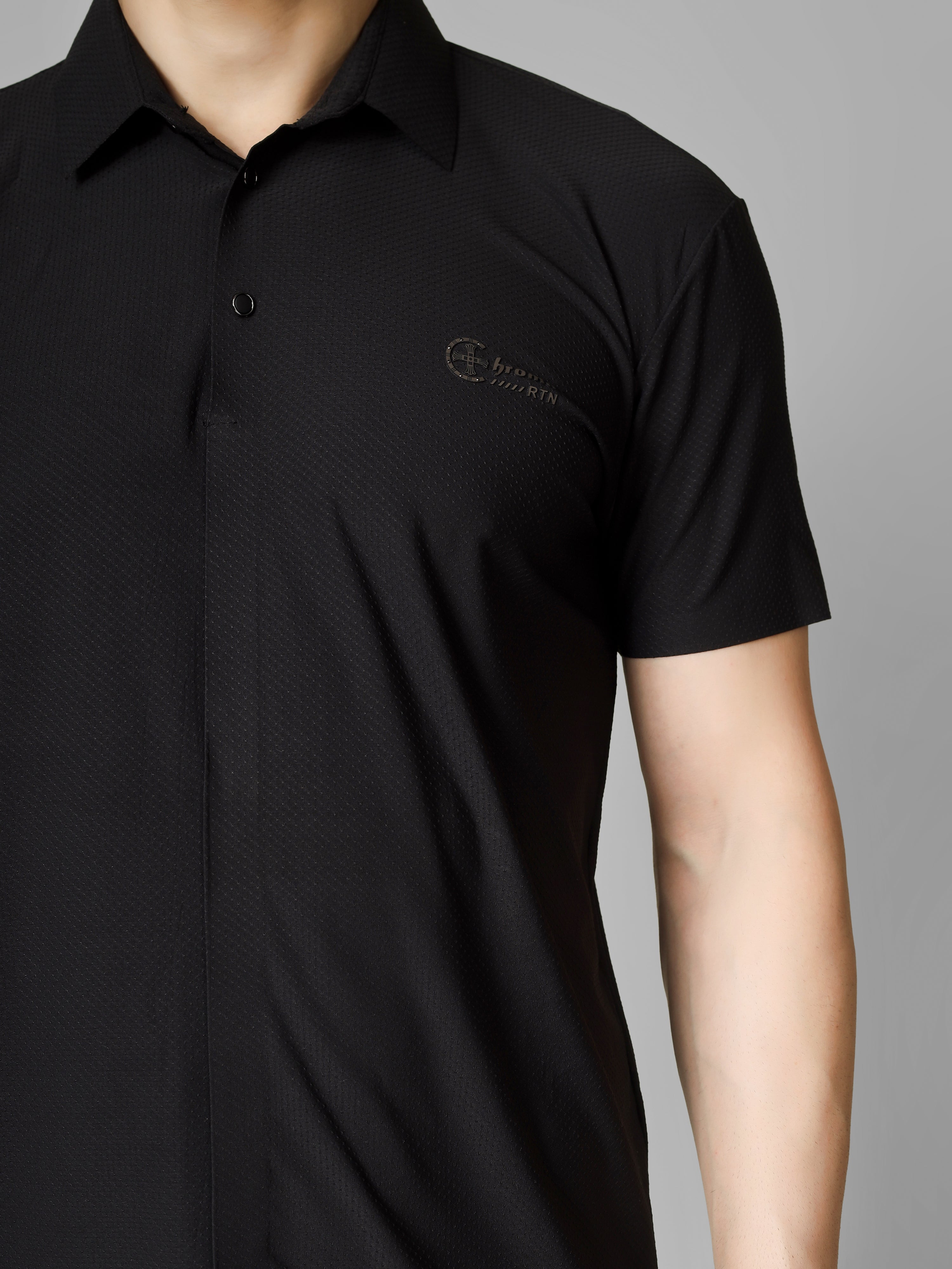 Black Polo T-Shirt - Shirtcut Fit