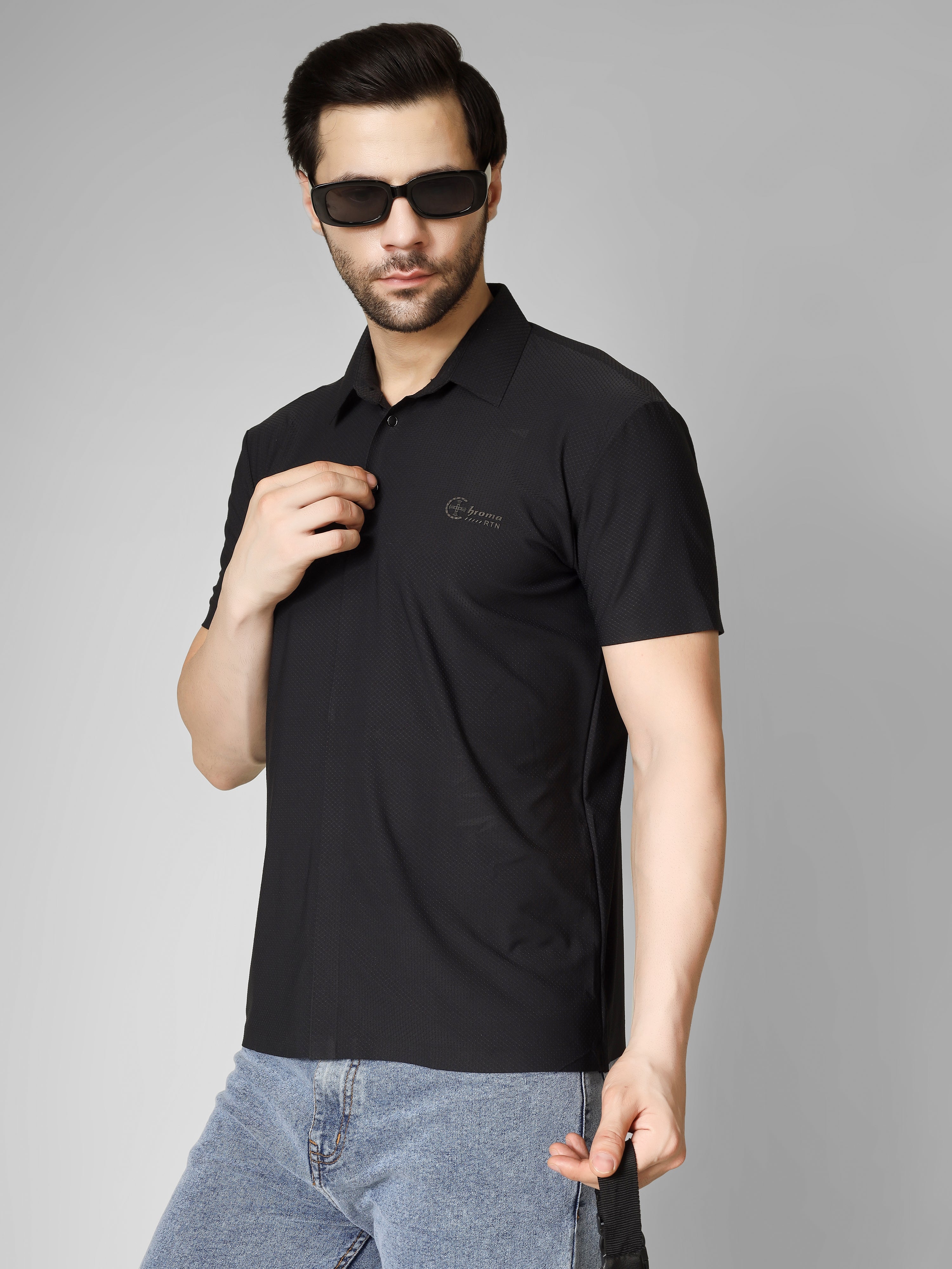 Black Polo T-Shirt - Shirtcut Fit