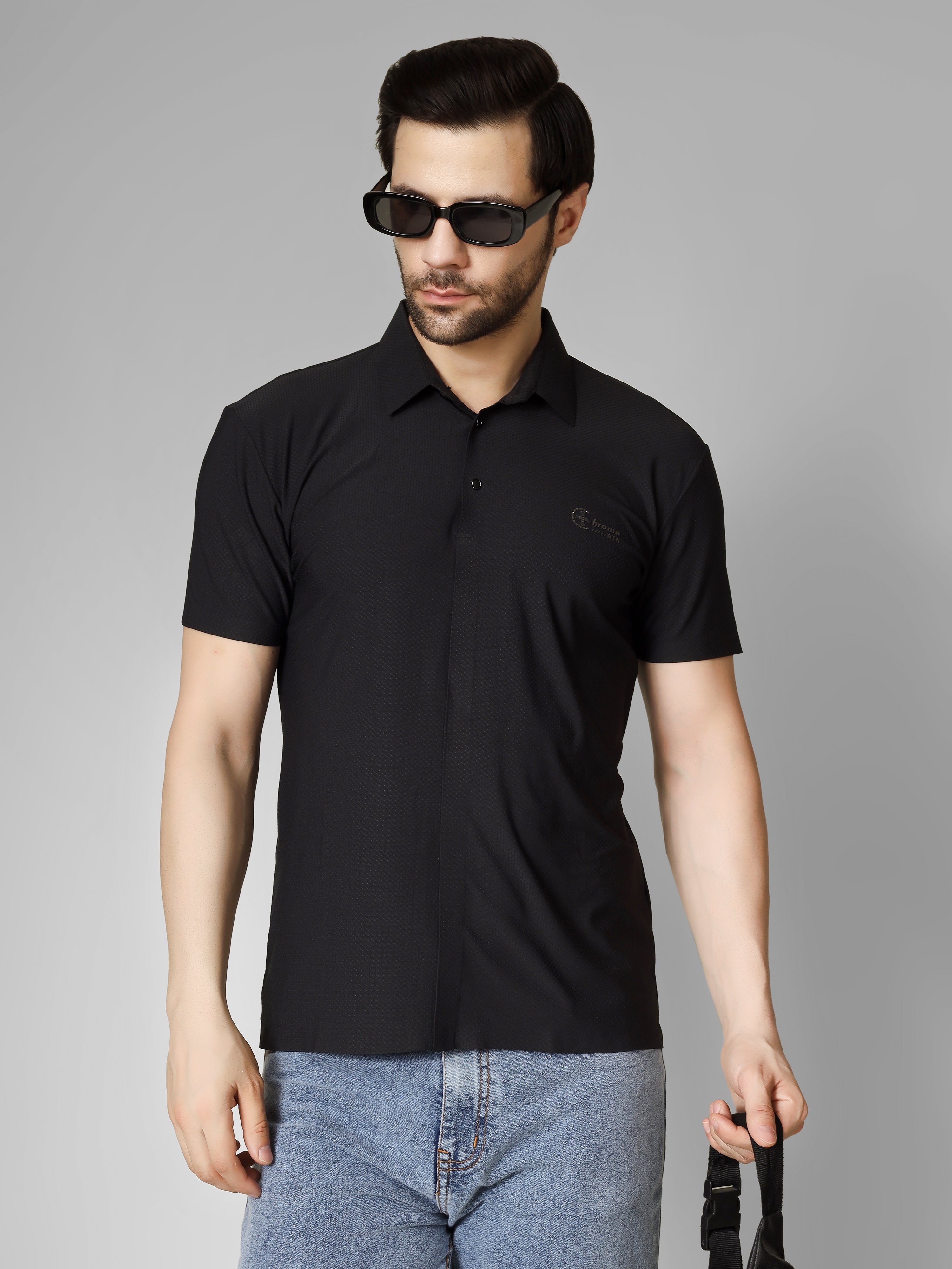 Black Polo T-Shirt - Shirtcut Fit