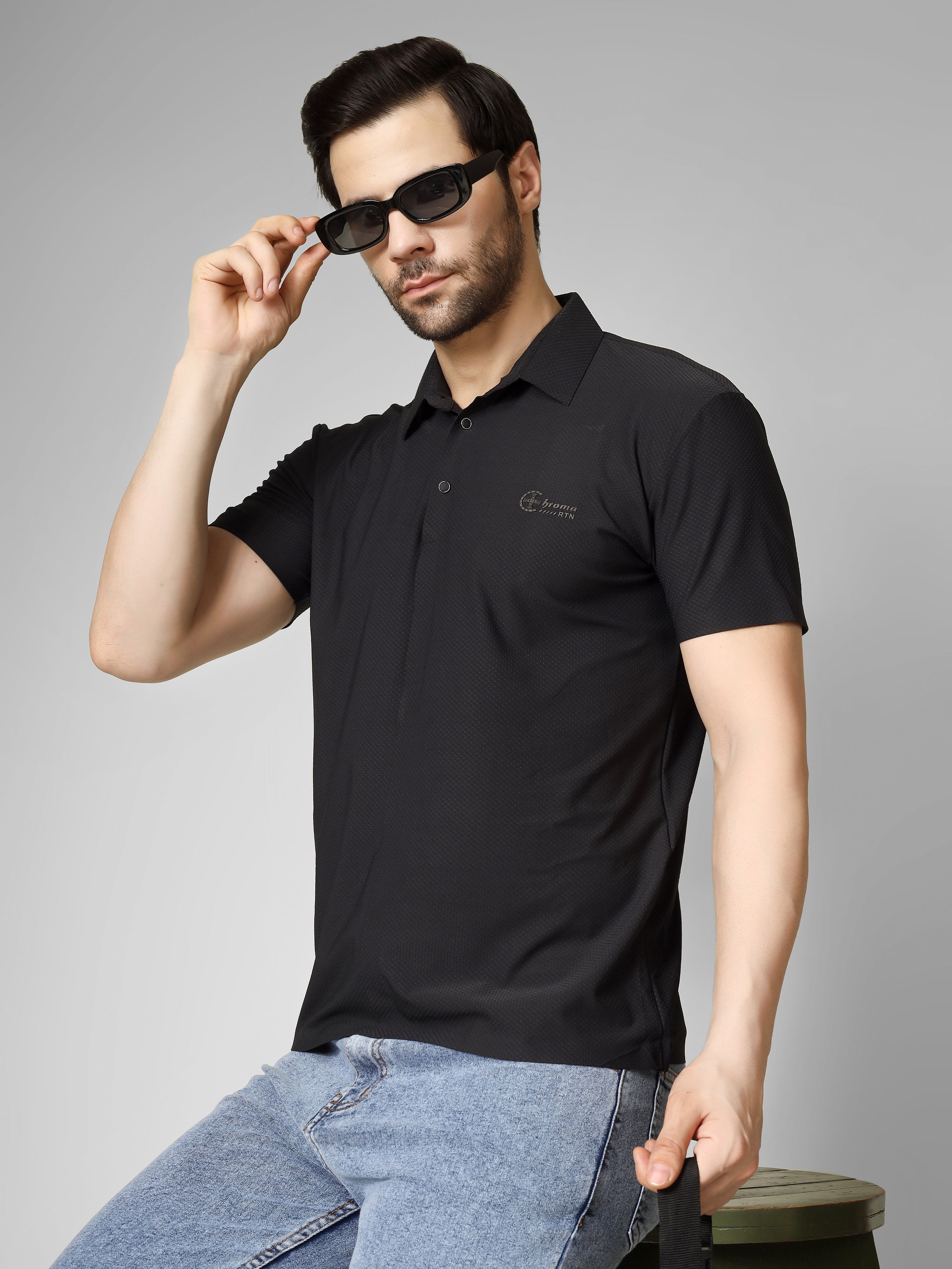 Black Polo T-Shirt - Shirtcut Fit