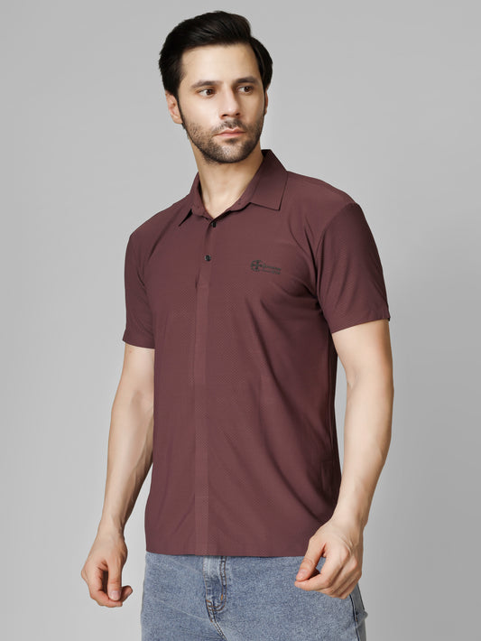 Men's Stichless Contemporary Short Sleeve Polo marron T-shirt