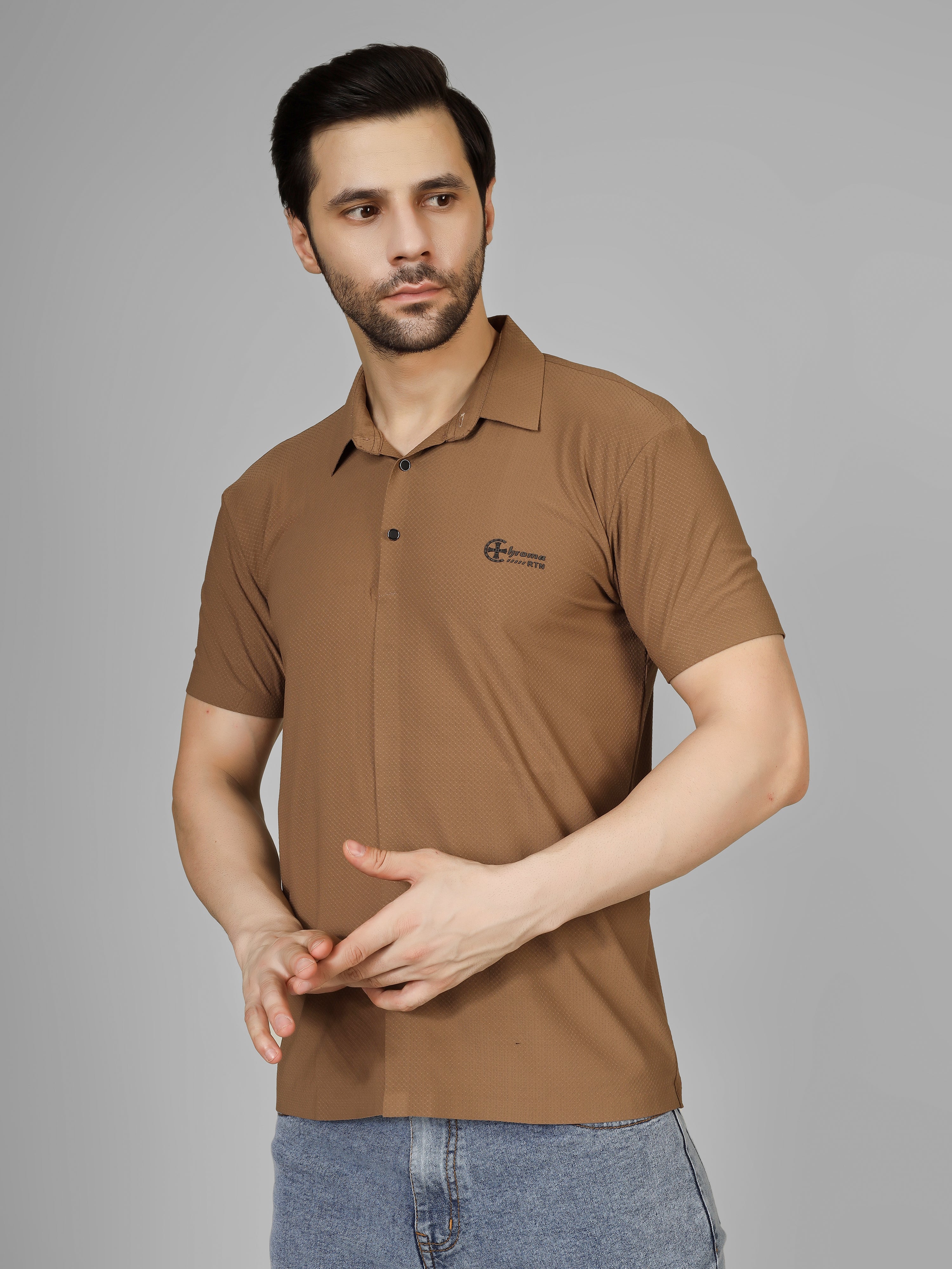 Brown Polo T-Shirt - Shirtcut Fit